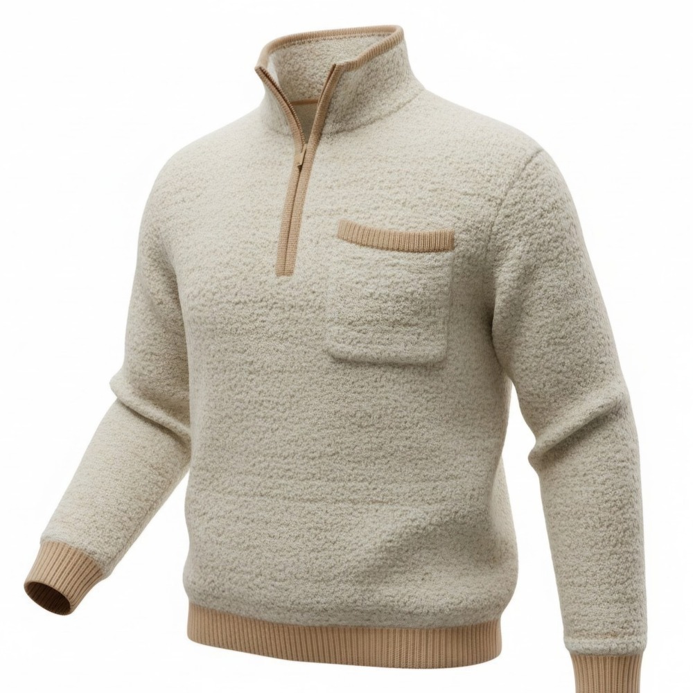 Freshman 1996 Womens Cream Tan Quarter Zip Fleece Pullover Sweater Size M